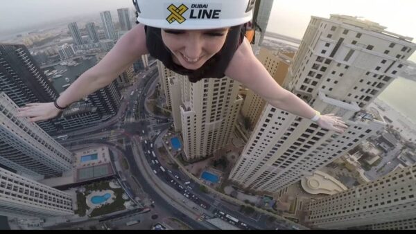 Ziplining over Dubai Marina