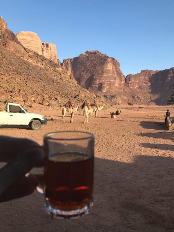 Drinking tea in Wadi Rum Desert