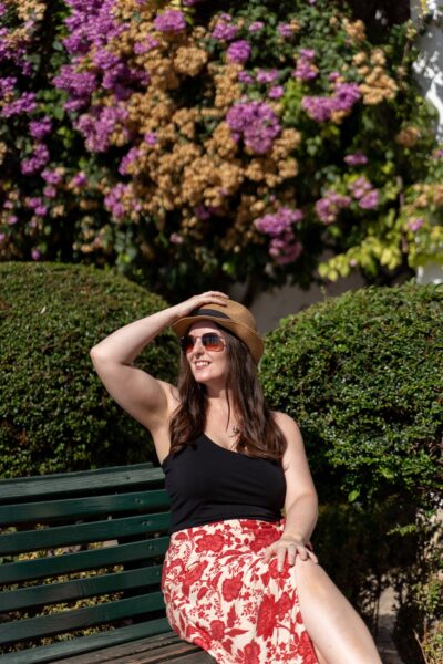 Miradouro de Santa Luzia Lisbon photoshoot on bench